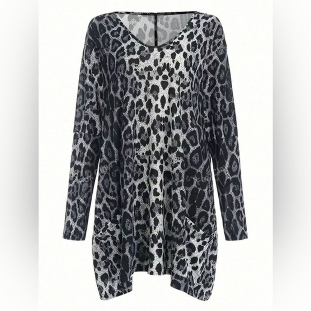 SHEIN 1X long sleeve leopard print tunic